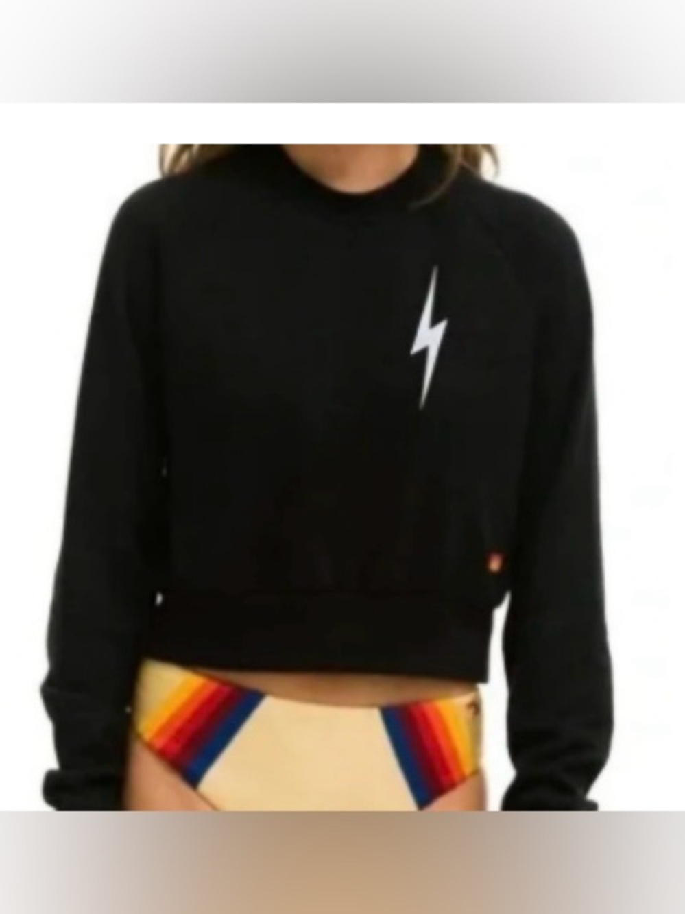 #588 Aviator Nation Cropped Charcoal Sweatshirt XS